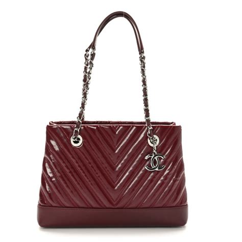 burgundy chevron chanel|CHANEL Patent Chevron Shopper Tote Burgundy .